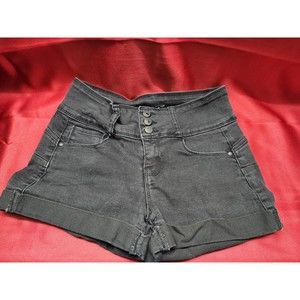 Forever 21 Women's Small Black Shorts High Rise Shorties stretch button cuffed